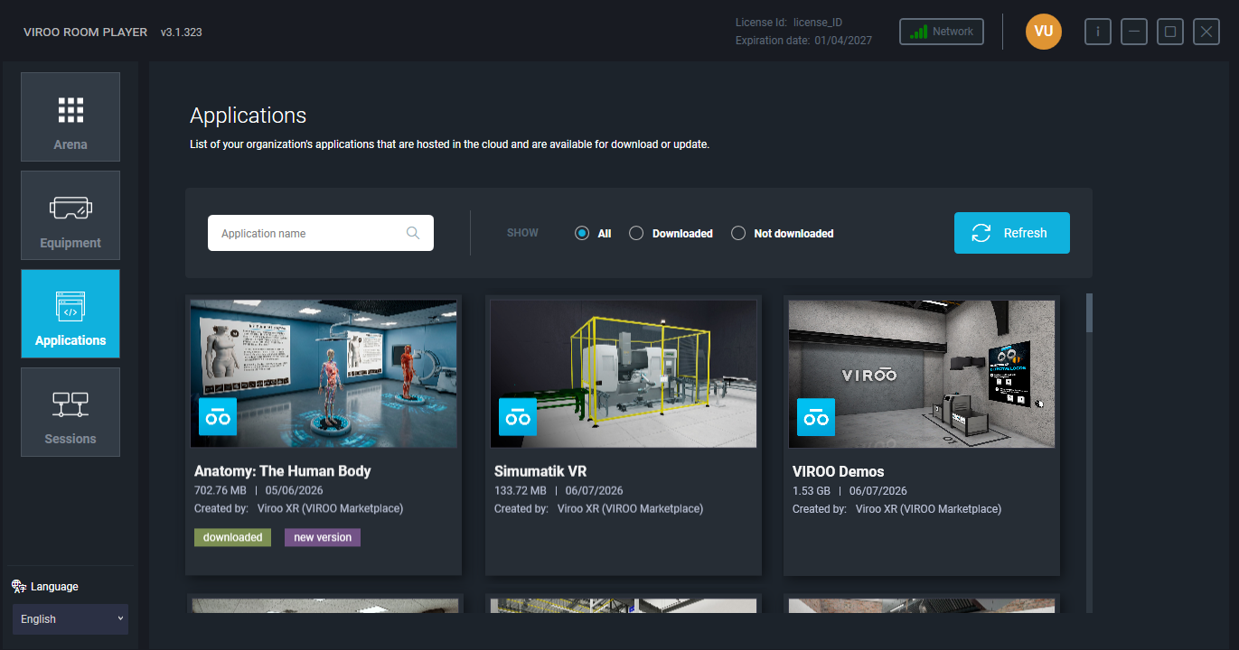 Applications Main View
