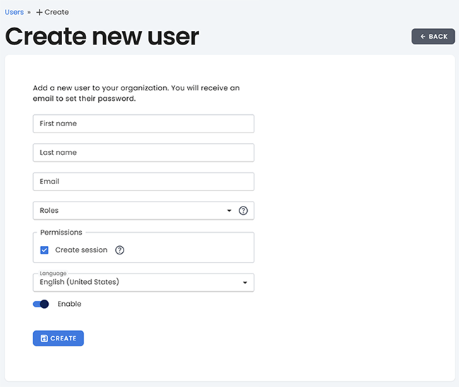 User creation